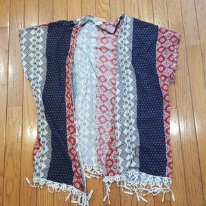 Lavish Cardigan Ladies Small Blue Red Bandana